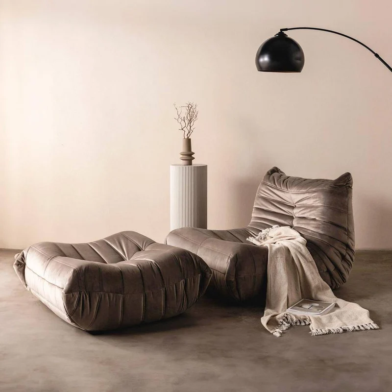 Poltrona Lounge LIBELLULE, marrone-grigio, velluto