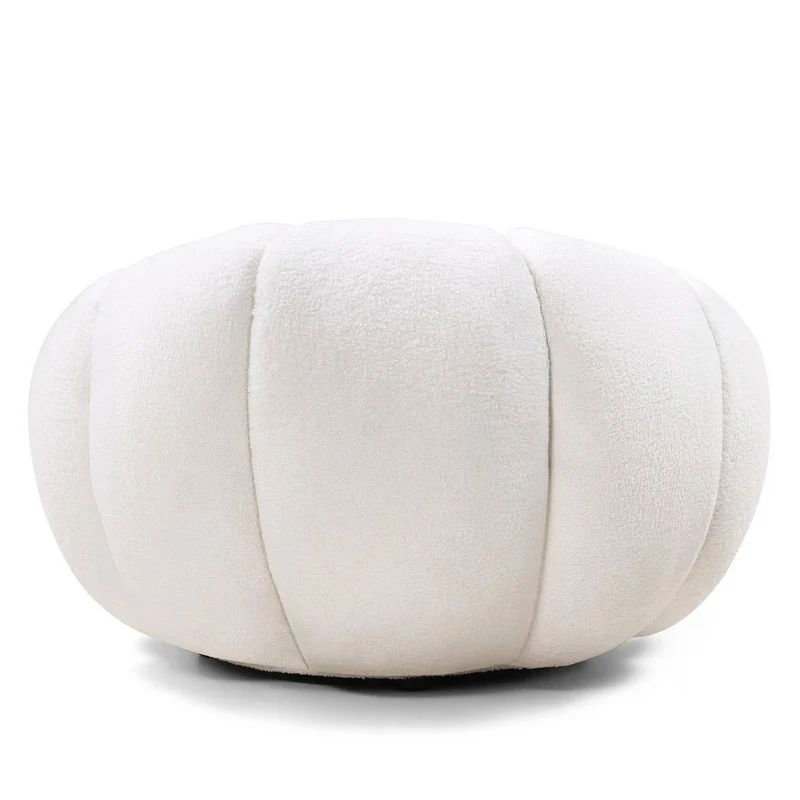 Poltrona girevole LOEL bianca, bouclé, forme arrotondate