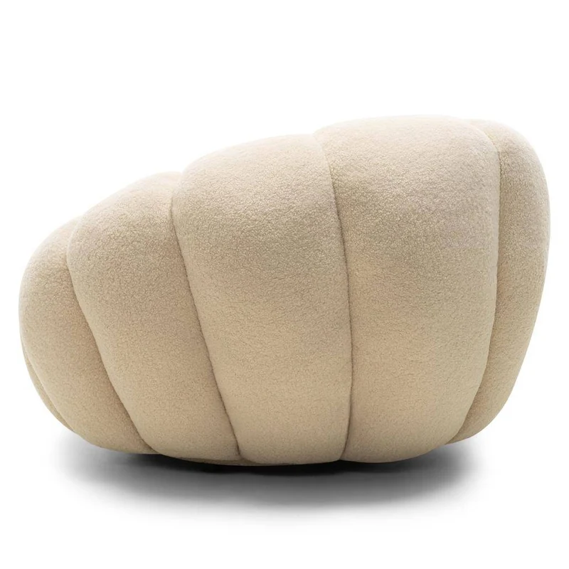 Poltrona girevole LOEL beige, bouclé, forme arrotondate