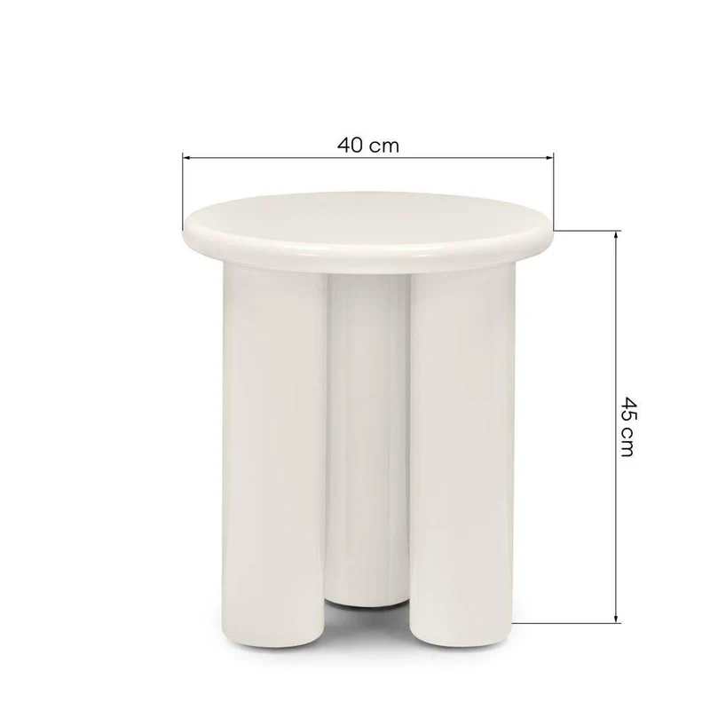 Tavolino laterale LOLA 40 cm, crema, lucido