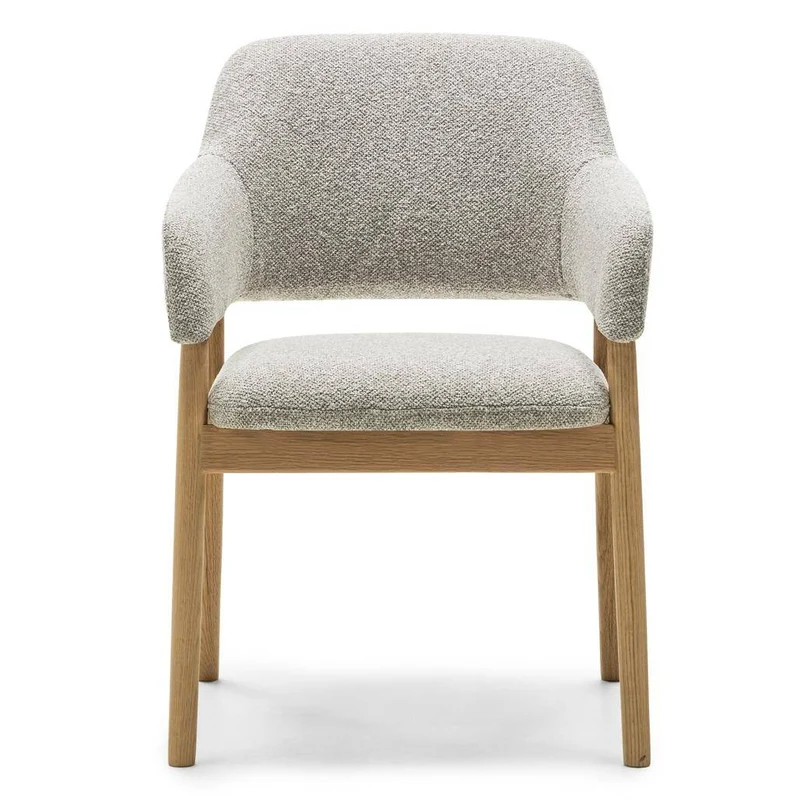 Sedia imbottita LORA, grigio chiaro, bouclé/quercia