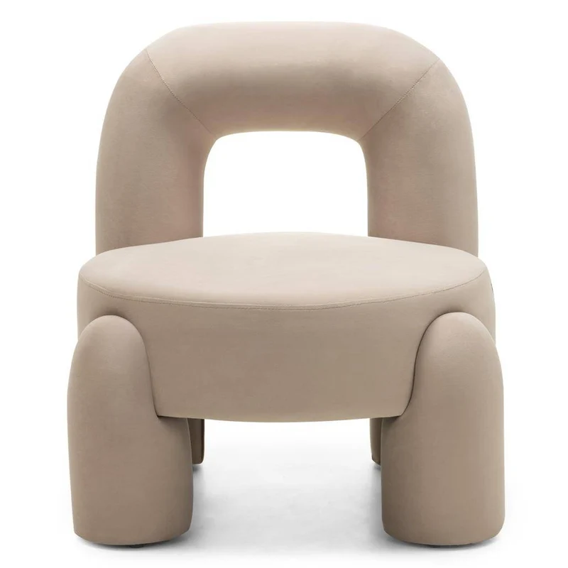 Poltrona lounge LUCCA velluto beige chiaro