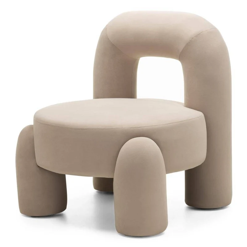 Poltrona lounge LUCCA velluto beige chiaro