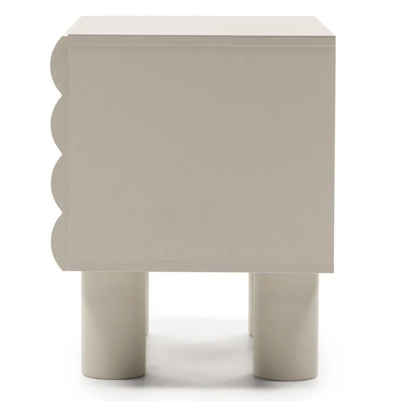 Mobile TV LUEL, righe decorative, beige, forme arrotondate