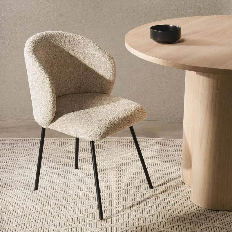 Sedia da pranzo LUEUR, beige, gambe nere