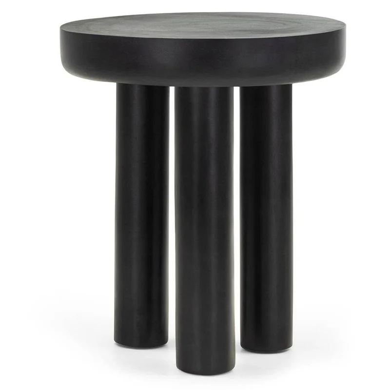 Tavolino laterale LUNGO 50 cm, rotondo, nero