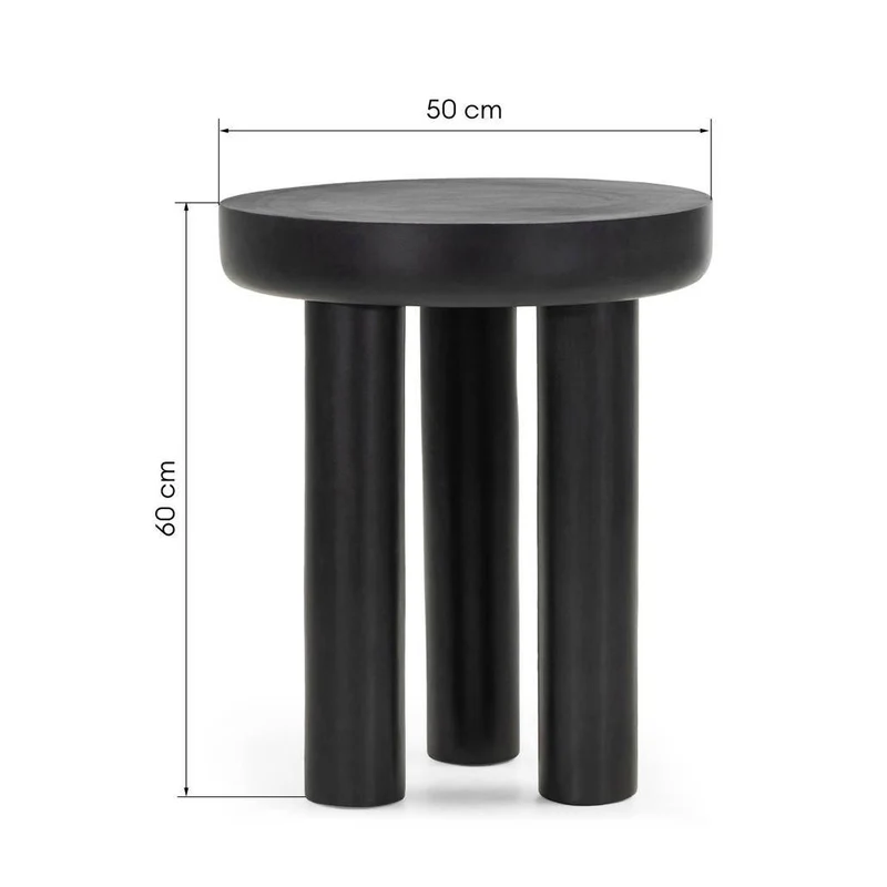 Tavolino laterale LUNGO 50 cm, rotondo, nero
