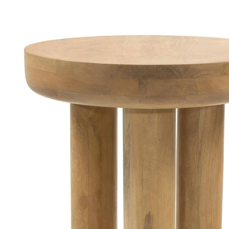 Tavolino laterale LUNGO 50 cm, rotondo, legno mango