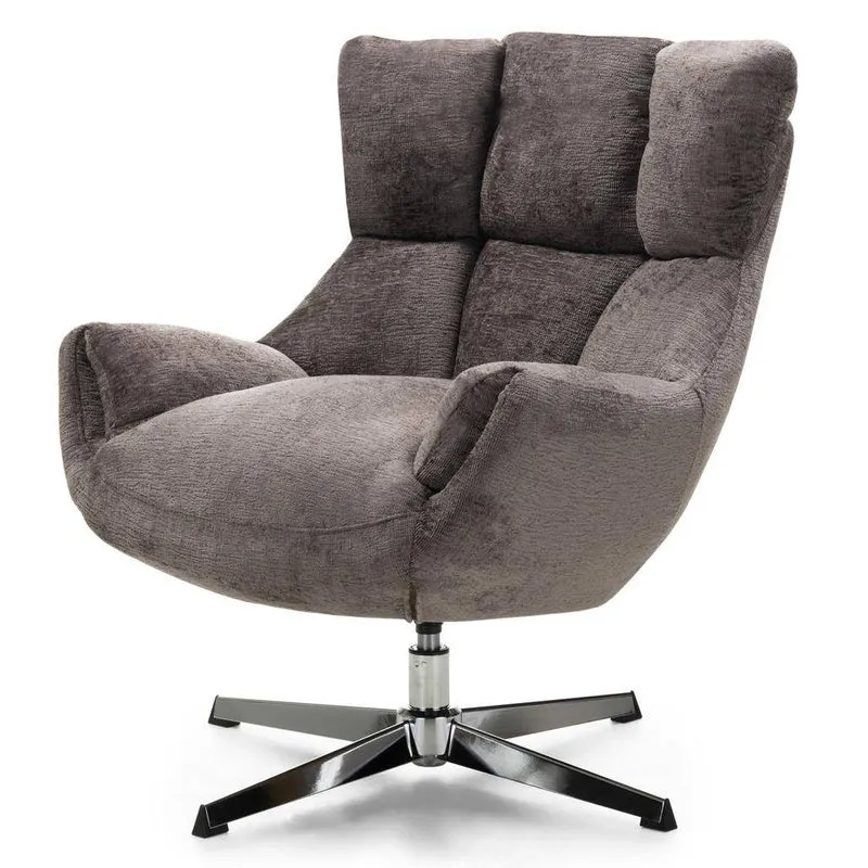 Poltrona girevole LUPIN, tortora/gambe cromate