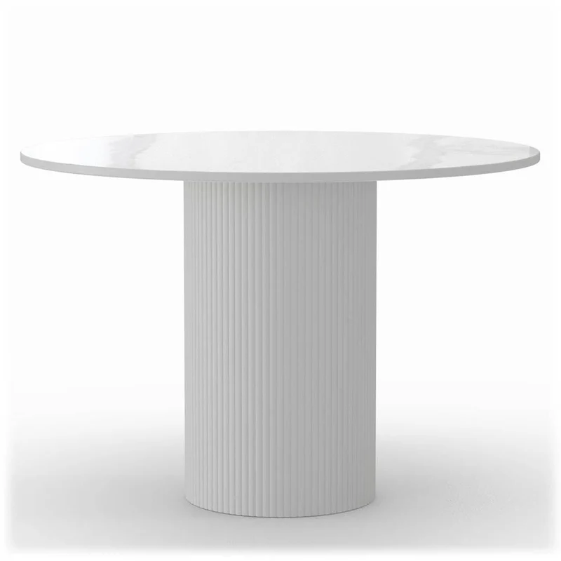 Tavolo da pranzo MALENA rotondo, effetto marmo bianco