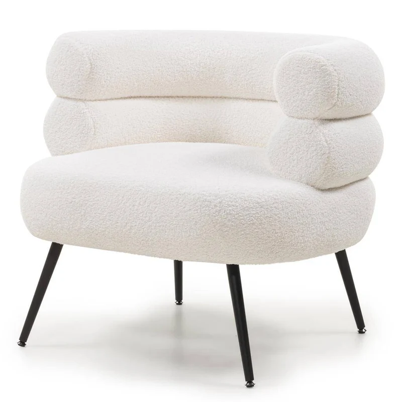 Poltrona MAGNIFIQUE avorio, forme arrotondate, gambe nere