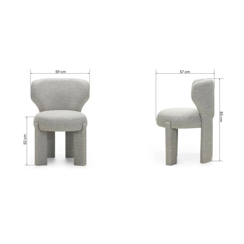 Sedia imbottita MALI beige-grigio, forme arrotondate