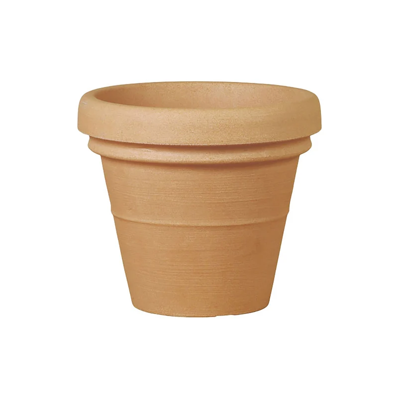 Vaso Rotondo Design Classico Outdoor Doppio Bordo Tera Anticato Ø60,5 cm in Plastica Beige Caldo