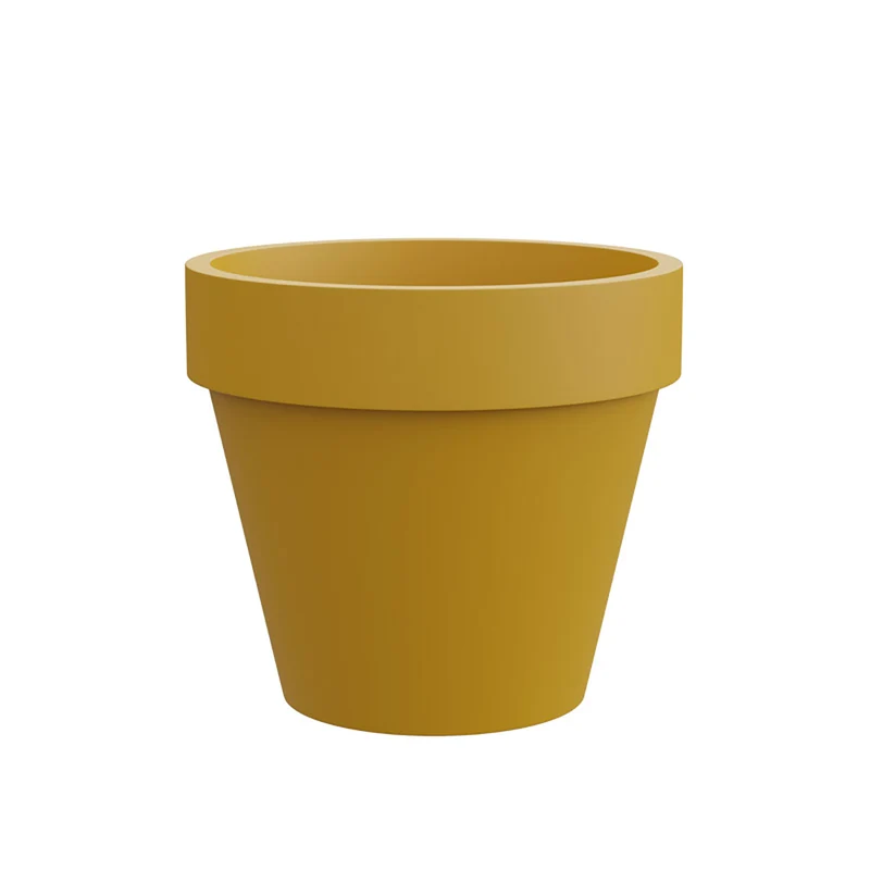 Vaso Rotondo Design Classico Indoor e Outdoor Tera Standard One Moutard Ø70 cm in Plastica Giallo Senape