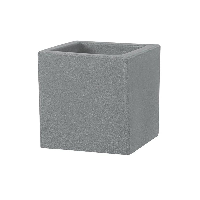 Vaso Quadrato Indoor e Outdoor Tera Schio Cubo Smoke 40x40 cm in Plastica Grigio