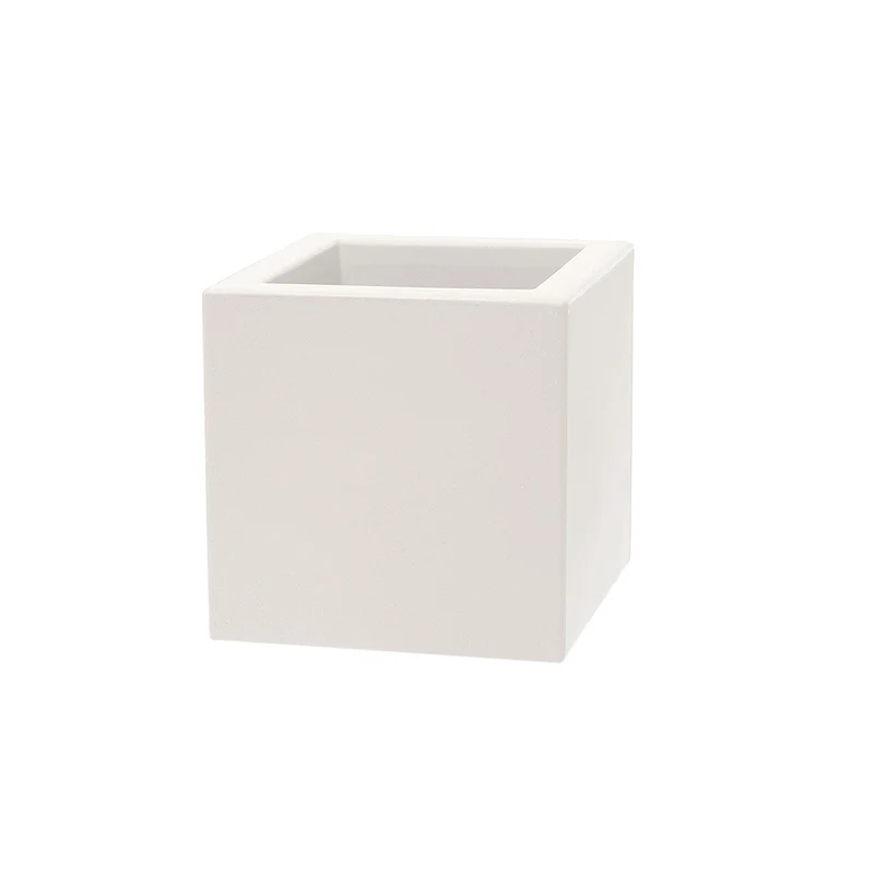 Vaso Quadrato Indoor e Outdoor Tera Schio Cubo Chalk 50x50 cm in Plastica Bianco Gesso