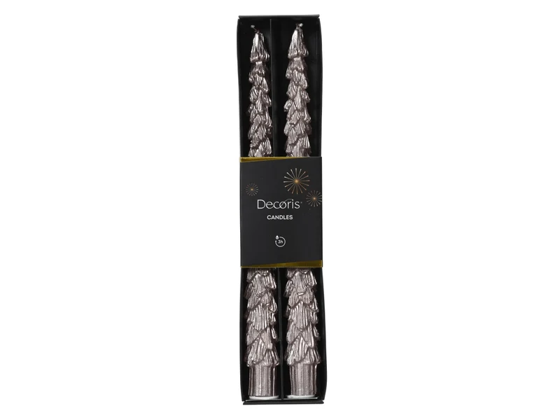 Candela a forma di pino oro rosa in cera d.2,2xh.25 cm, set da 2 pezzi - Decoris Candles