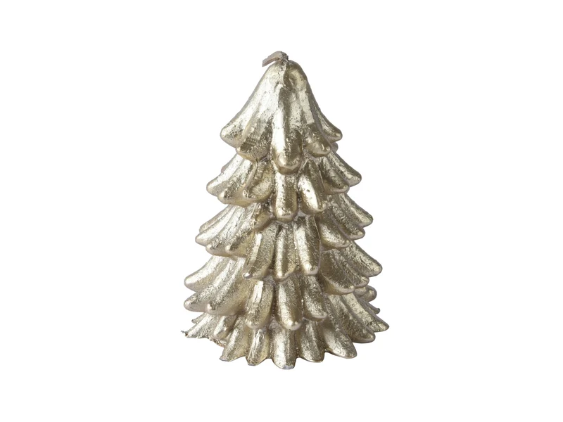 Candela a forma di pino metallizzata champagne 8,5x10,5 cm - Decoris