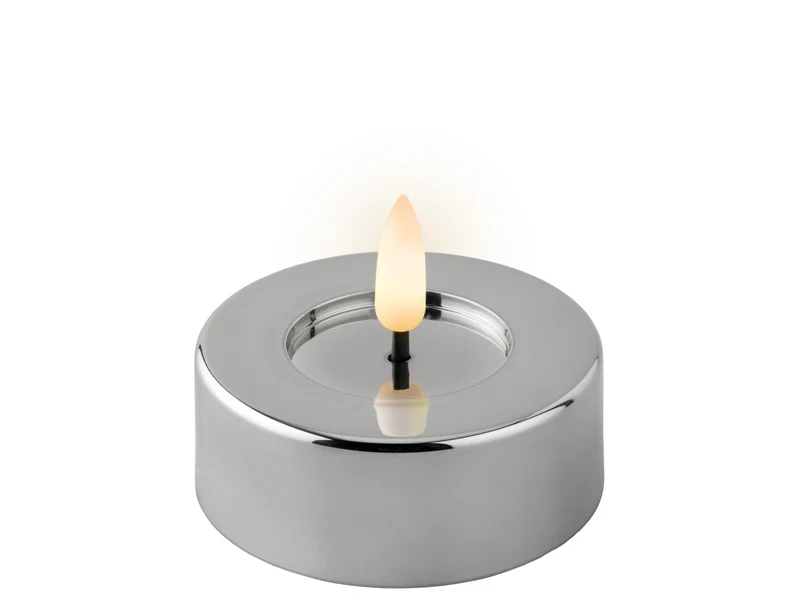 Tealight argentato in plastica con effetto fiamma d.6,5x4,5 cm - Decoris