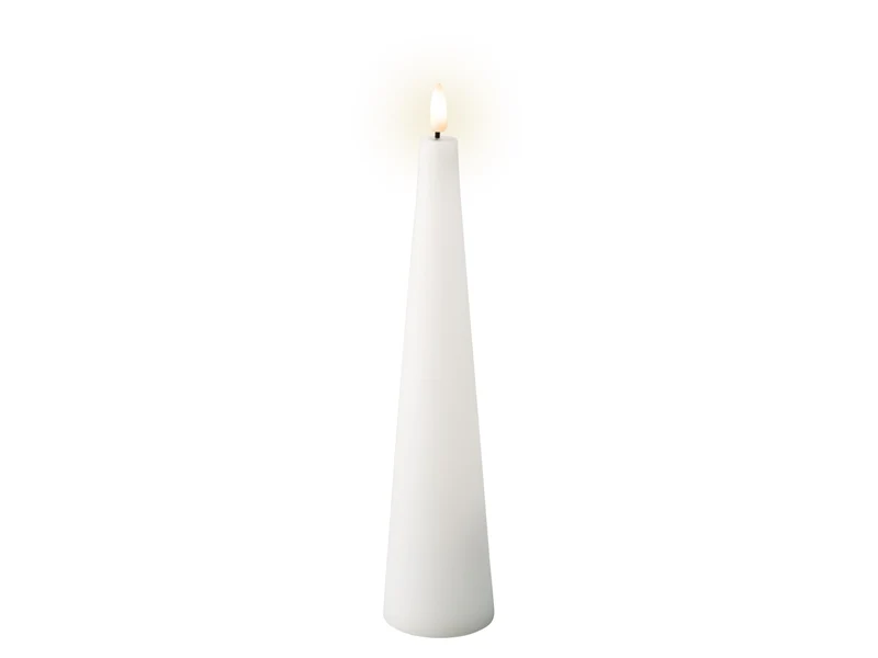 Candela conica con stoppino e led d.5,8x27,8cm a batteria bianca