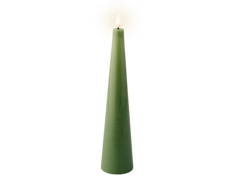 Candela con stoppino e led d.5,8x27,8cm a batteria verde
