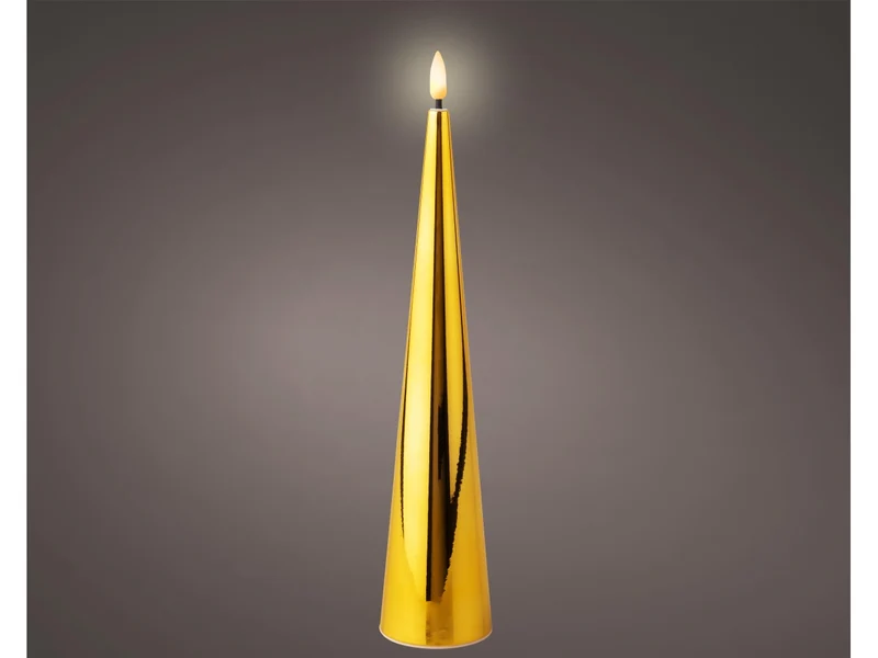 Candela con stoppino e led d.5x27,5cm a batteria oro