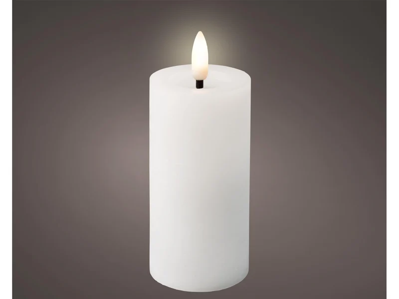 Candela con stoppino e led d.5x12,5cm a batteria bianca