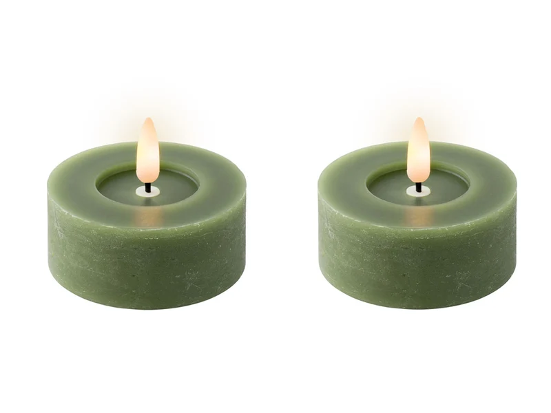 Tealight led bianco caldo in cera verde e plastica d.7xh.6 cm - Lumineo