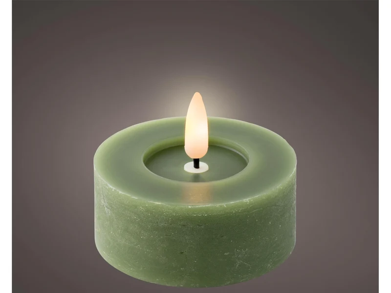 Tealight led bianco caldo in cera verde e plastica d.7xh.6 cm - Lumineo