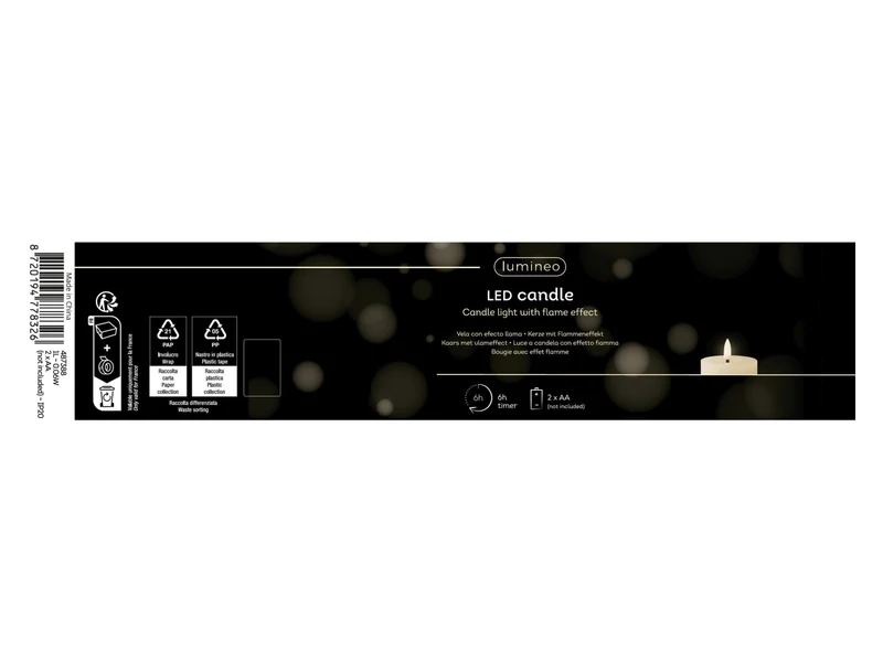 Candela con stoppino e led d.7x12,5cm a batteria oro