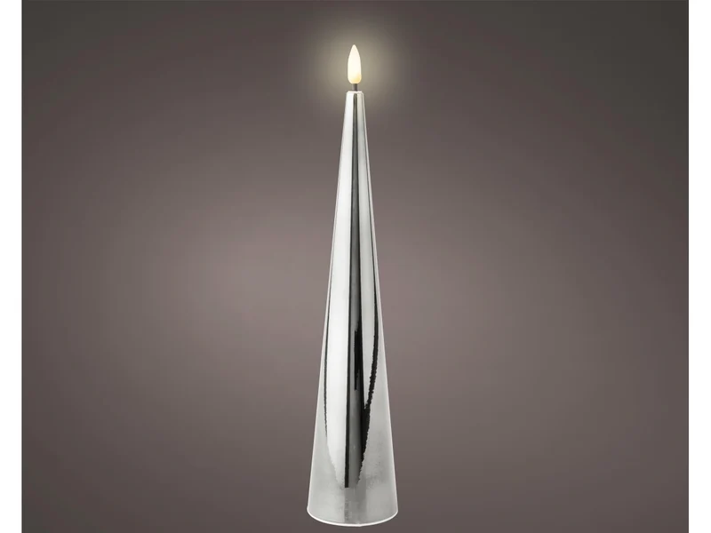 Candela con stoppino e led d.54x27,5cm a batteria argento