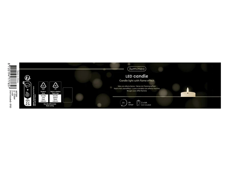 Candela con stoppino e led d.7x15cm a batteria oro