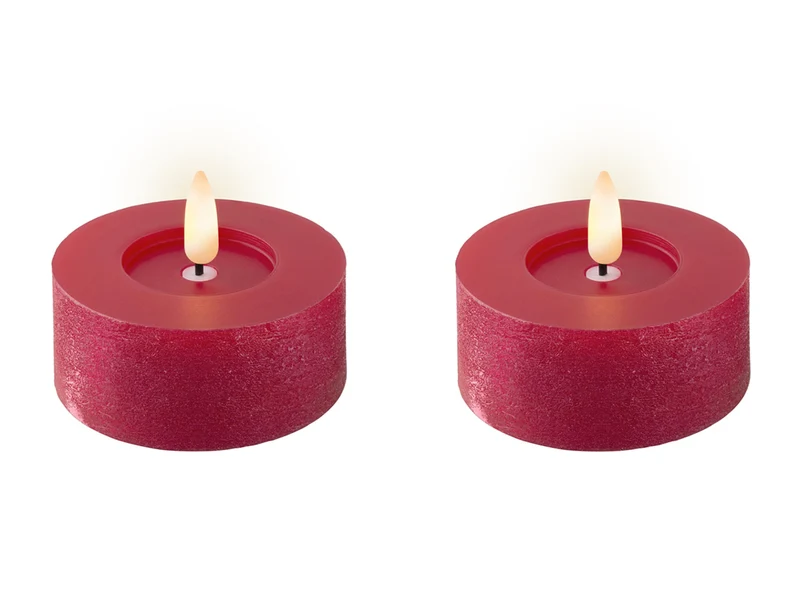 Tealight led bianco caldo in cera rossa e plastica d.7xh.6 cm - Lumineo
