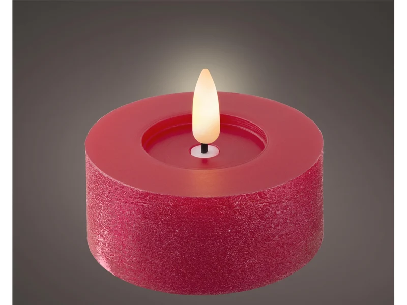 Tealight led bianco caldo in cera rossa e plastica d.7xh.6 cm - Lumineo