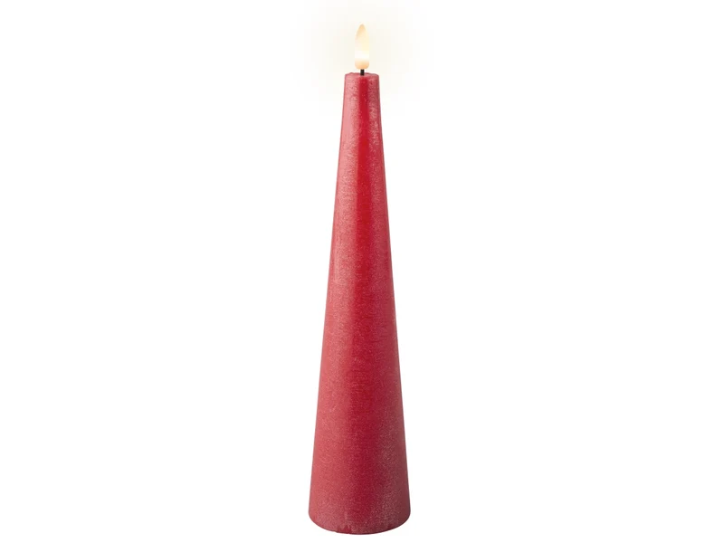Candela con stoppino e led d.5,8x27,8cm a batteria rossa