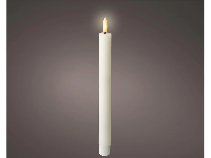 Candela con stoppino led d.2,2x24,5cm a batteria bianca
