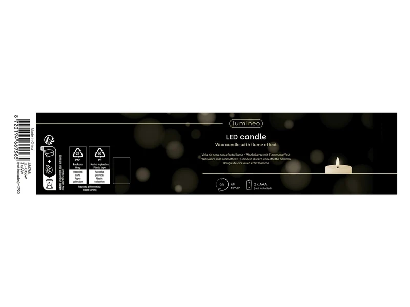 Candela led cilindrica bianca con effetto fiamma d.7x11 cm - Decoris