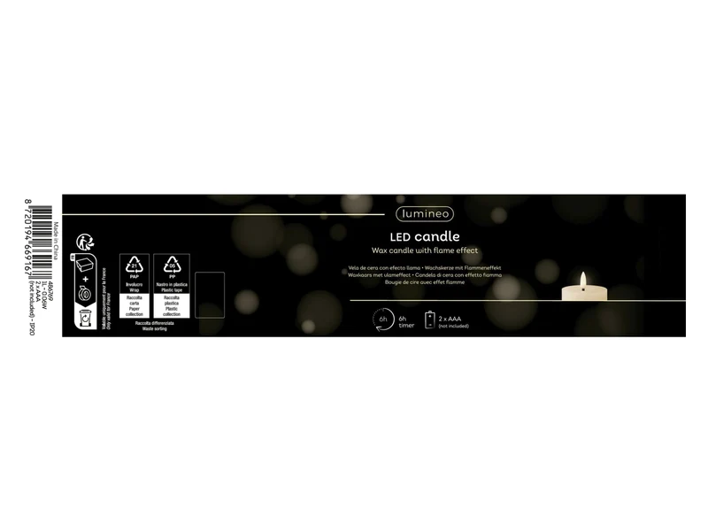 Candela con stoppino led d.7x15cm a batteria bianca