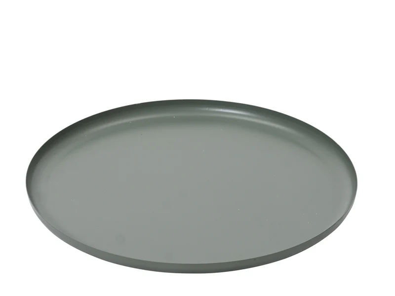 Vassoio d.42x2,5cm verniciatura a polvere tonda in lamiera di ferro verde
