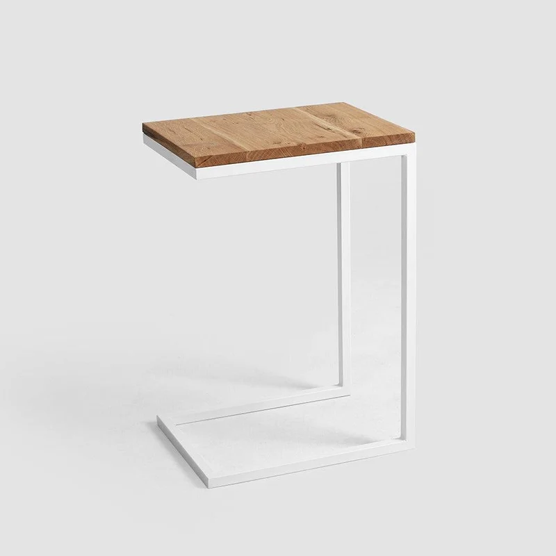 Tavolino LUPE 30 Legno Massello, Rovere, Bianco