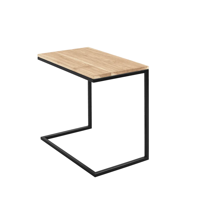 Tavolino da Caffè LUPE 60 Legno Massello, Rovere, Nero