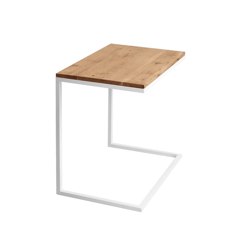 Tavolino da caffè LUPE 60, impiallacciatura di quercia, Bianco