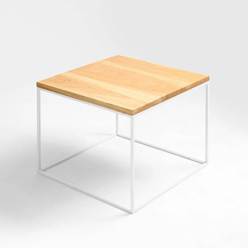Tavolino TENSIO 50 LEGNO MASSELLO, quercia, bianco