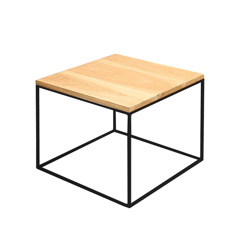 Tavolino TENSIO 50 LEGNO MASSELLO, quercia, nero