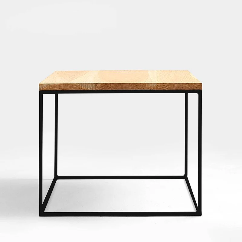 Tavolino TENSIO 50 LEGNO MASSELLO, quercia, nero