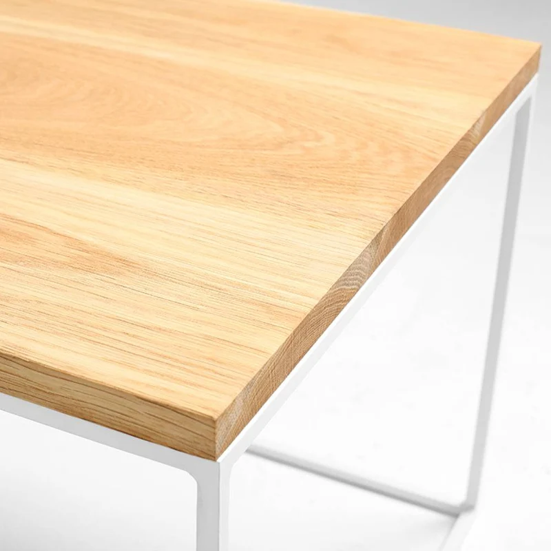Tavolino Tensio Legno 50 Impiallacciatura Quercia - Bianco