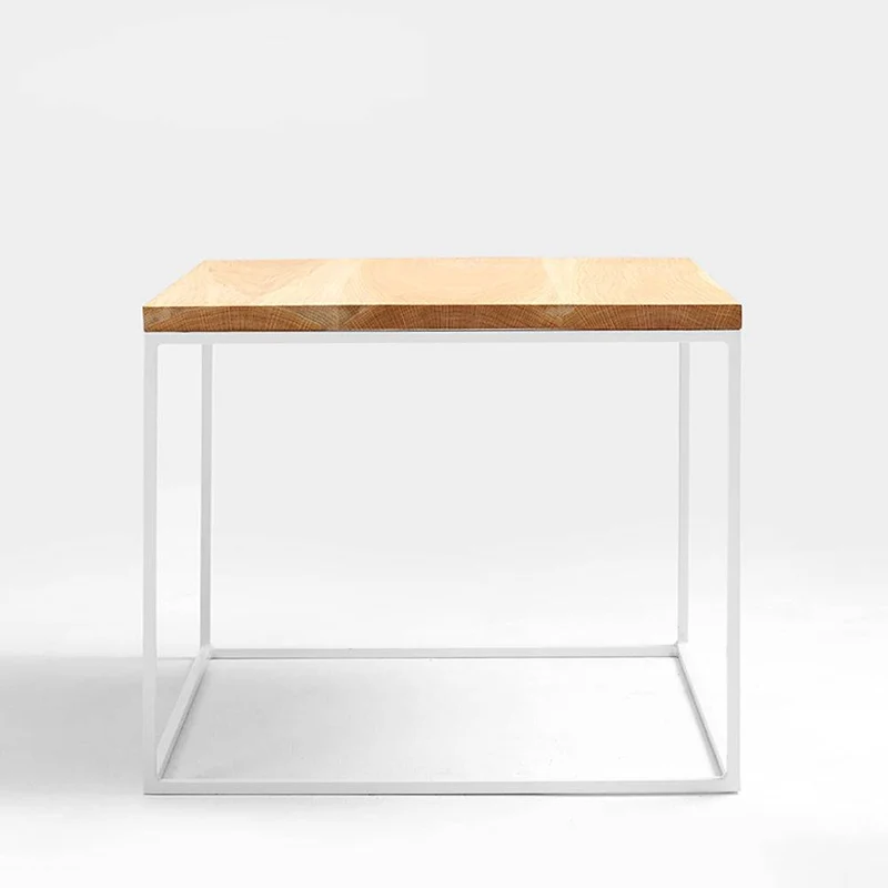 Tavolino Tensio Legno 50 Impiallacciatura Quercia - Bianco