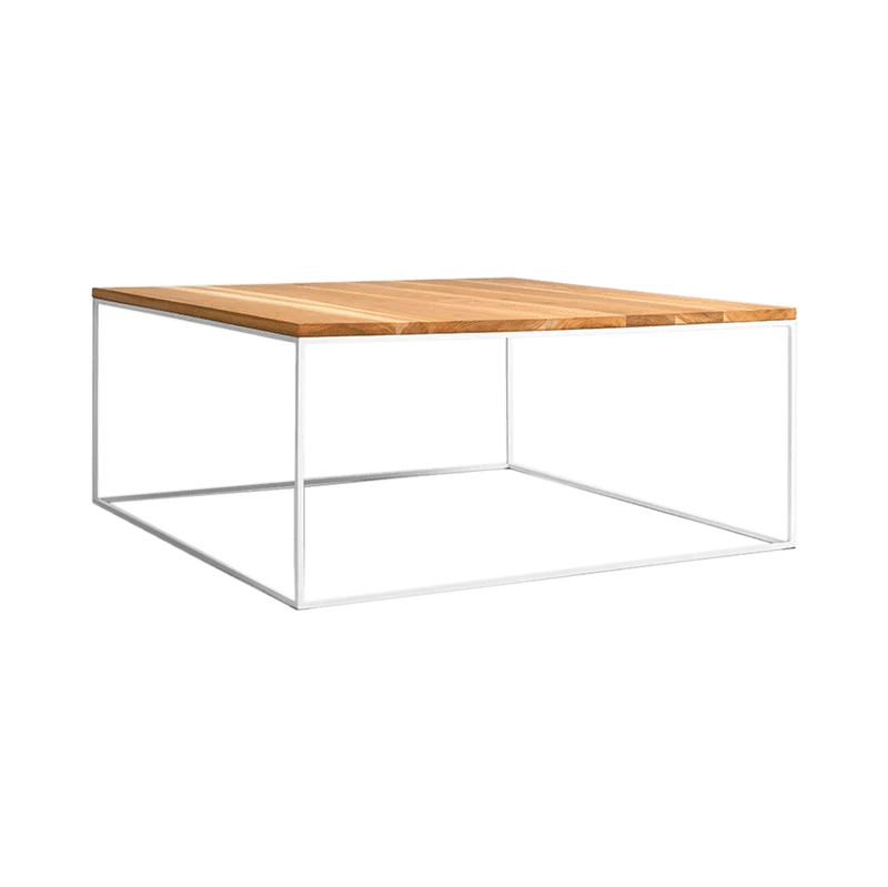Tavolino TENSIO WOOD 80, impiallacciatura rovere, bianco