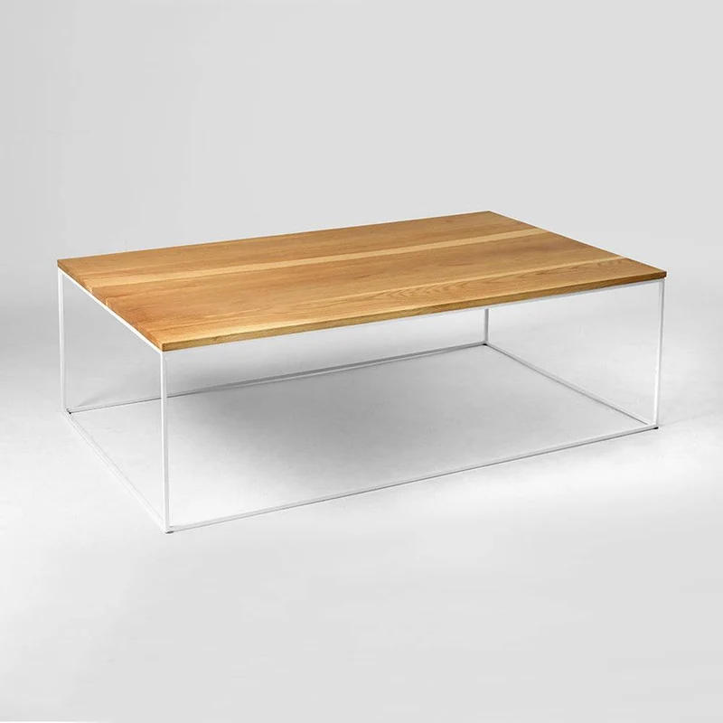 Tavolino TENSIO WOOD 100x60, impiallacciatura rovere, bianco