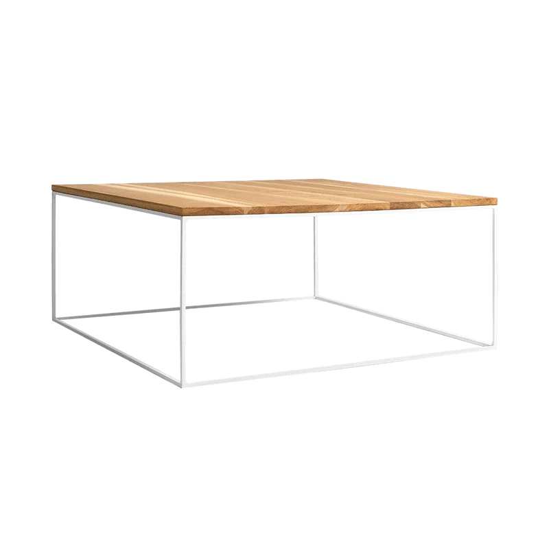 Tavolino Caffè TENSIO WOOD 100x100, impiallacciatura quercia, bianco